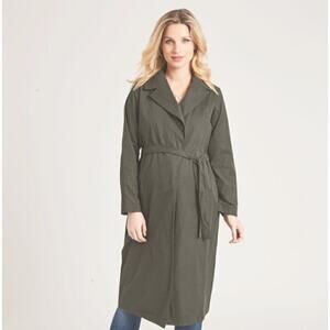 Jojo Maman Bebe Dark Green Maternity Trench Coat Duster Long Jacket Women's 8